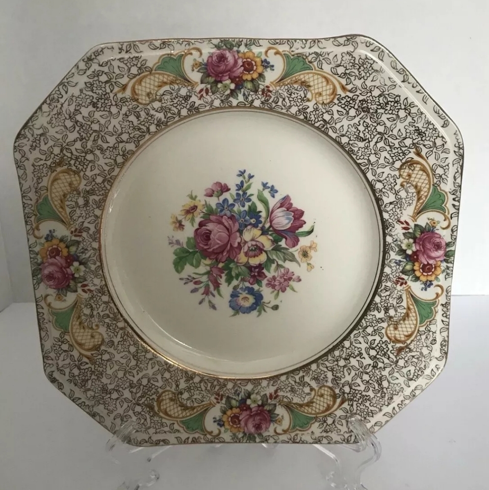 Palissy Octagon Chintz Floral Plate
